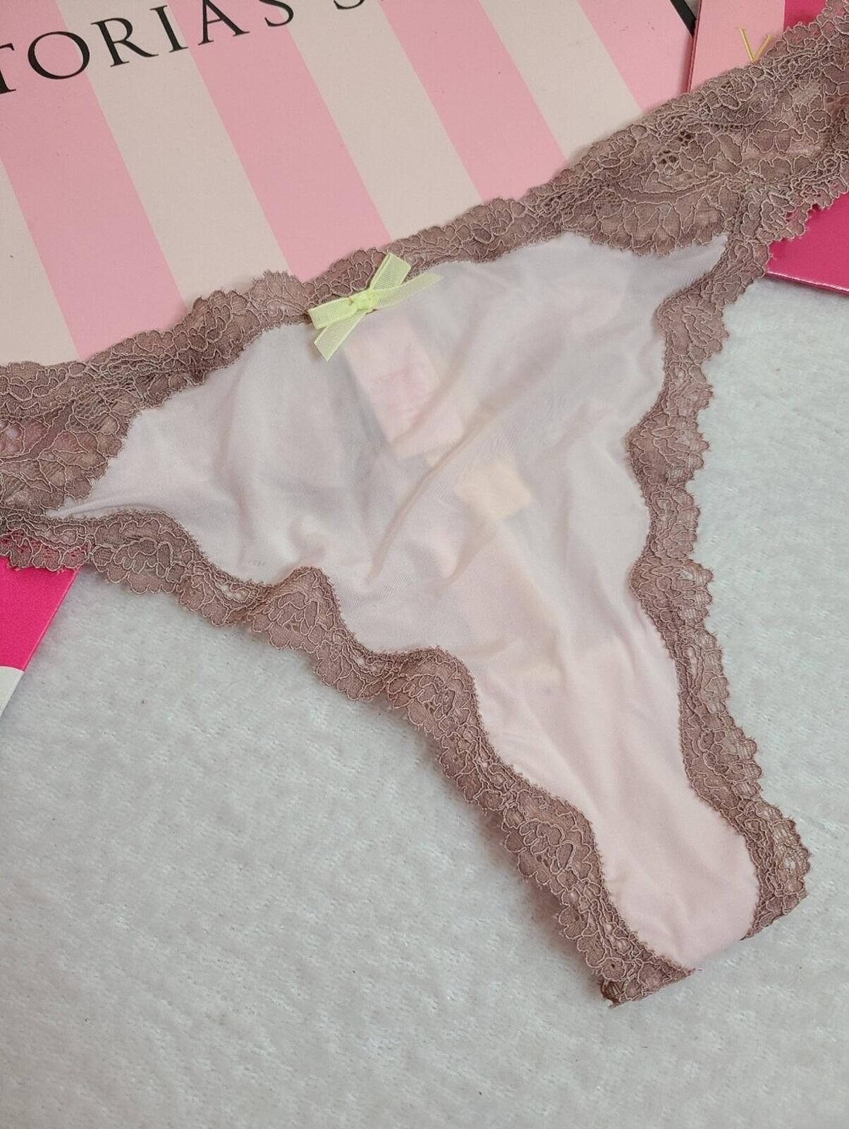 Y2K VS Dream Angels Silky Nylon Lace Classic Thong Panty Size Lg – NWT