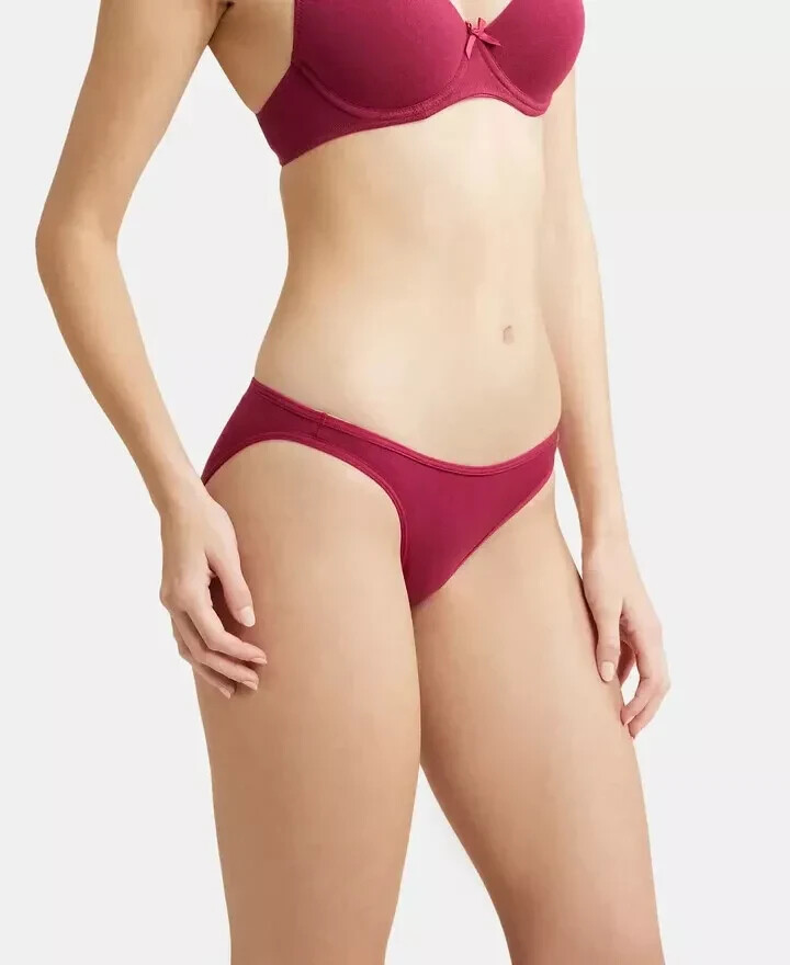 Jockey Women’s Super Combed Cotton Elastane Stretch Low Waist Bikini Hot Look