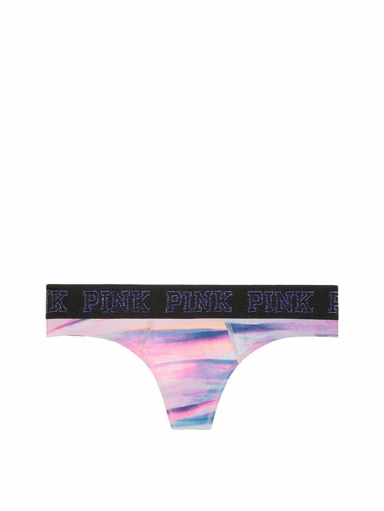 Victoria’s Secret PINK Logo Thong Panty Watercolor Glitter