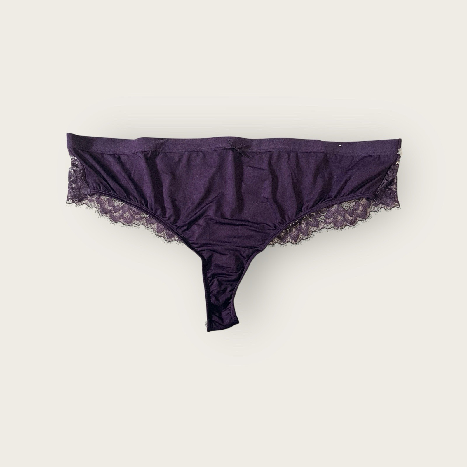 Lane Bryant Cacique No Show Lace Back Thong Panty 26/28 Purple
