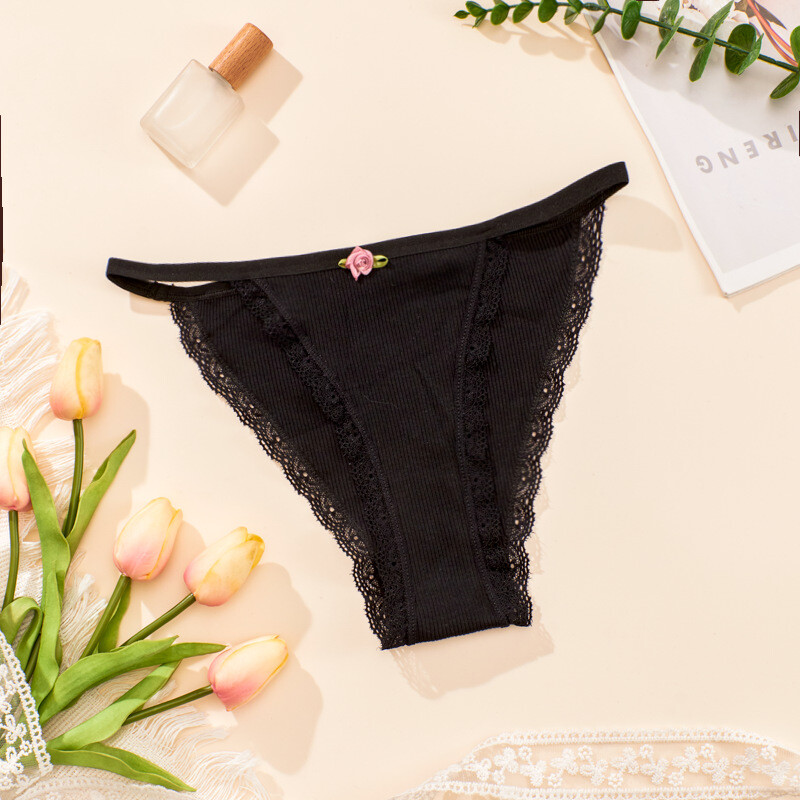 5 Pack Lot Sexy Thong Bikini Panties Women Lace Brief G-string Low Rise Lingerie