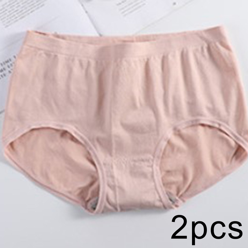 Women Nylon Spandex Seamless Triangle Underwear 2Pack Mid Waist Cotton Crotch