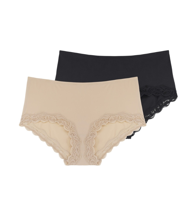 Dorina Women’s Evie Micro Pack of 2 Midi Briefs Nude/Black Size 2XL