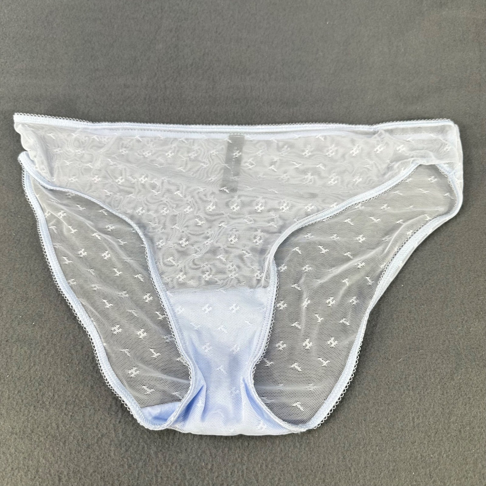 Tommy Hilfiger Womens Size Large Panty Bikini Sheer Mesh Light Blue NWOT