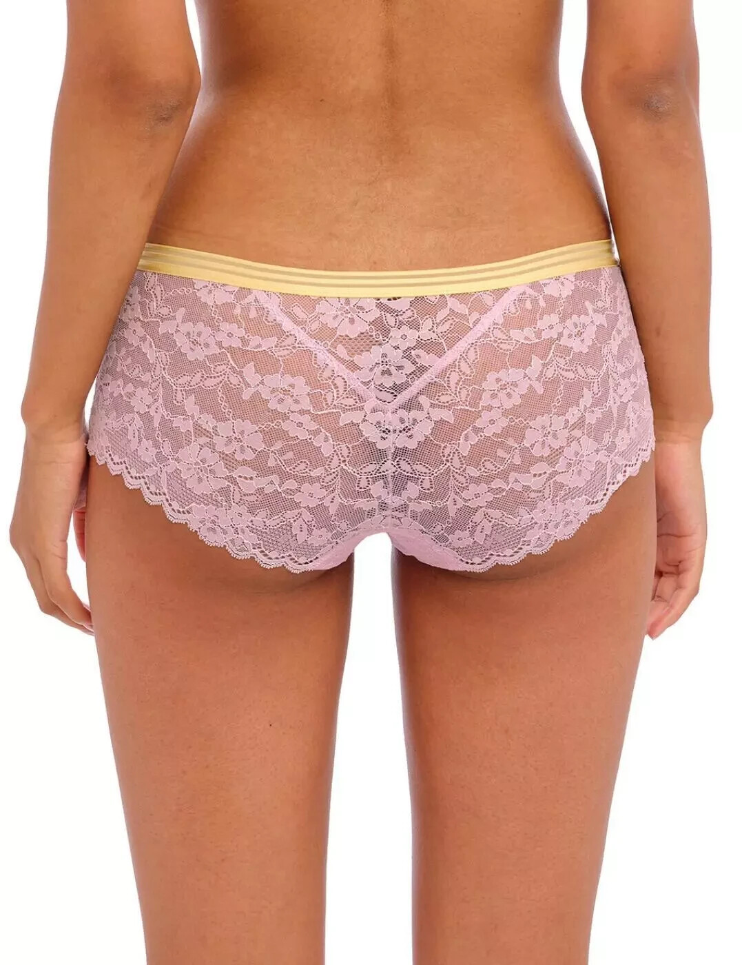 Freya Offbeat Short Brief Size S 10 12 Macaron Pink Yellow Lace Knickers 5456