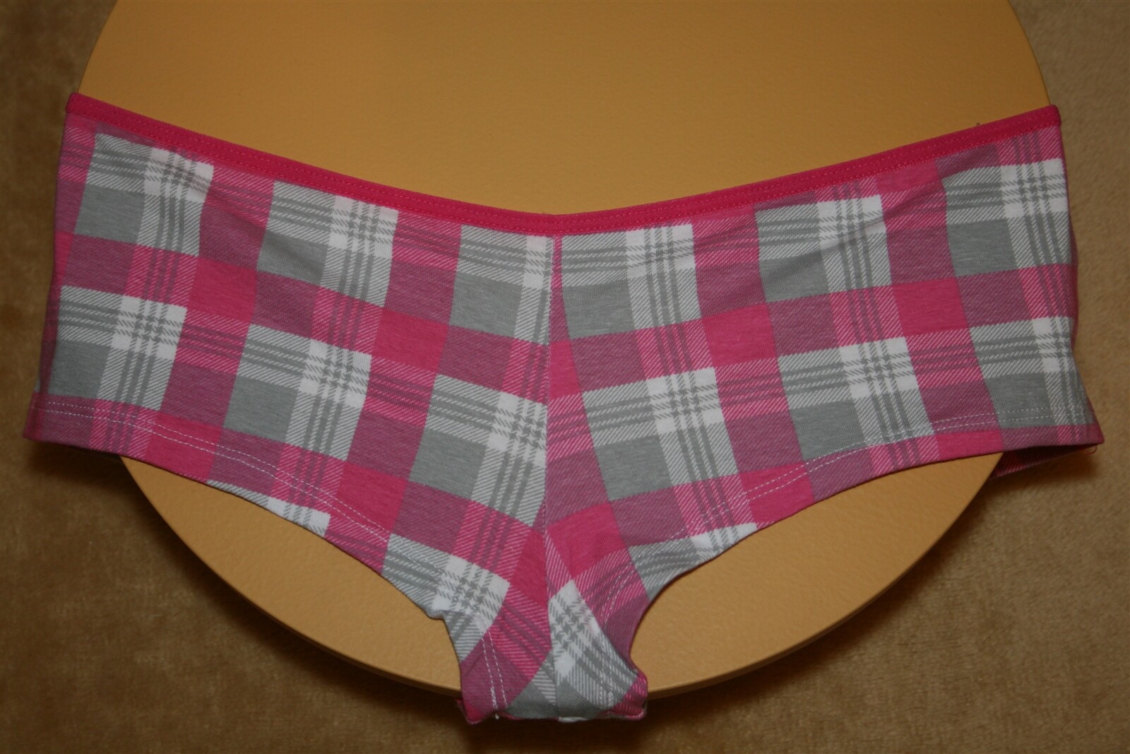 Medium Pink, Gray & White Plaid Boy short Panty – 6/M