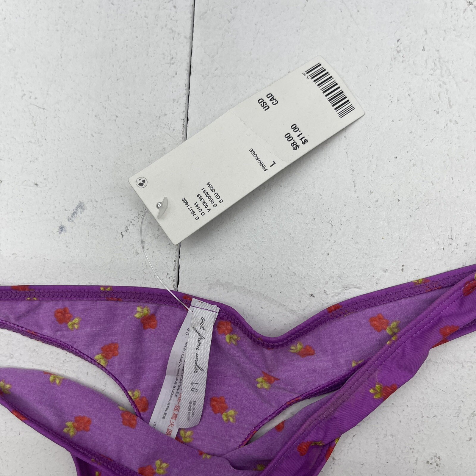 Out From Under Purple Floral Thong Underwear Women’s Size Large New