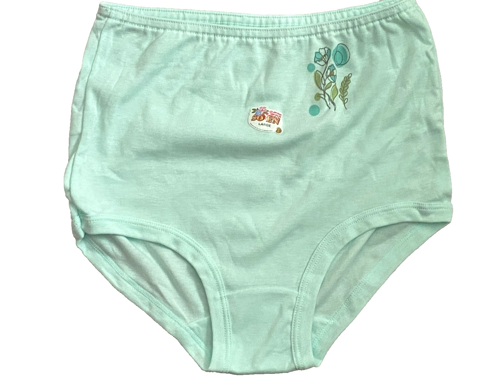 Vtg SO-EN Briefs Cotton Blend Underwear Panties Pastel w/ Flowers at Hip LARGE