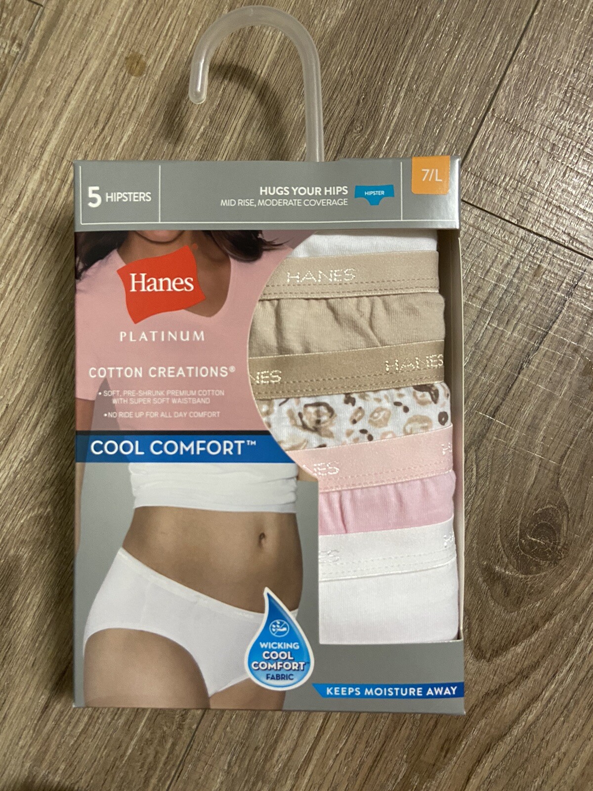 Hanes 5 pk multi color Hipster Panty Size 7/L NEW