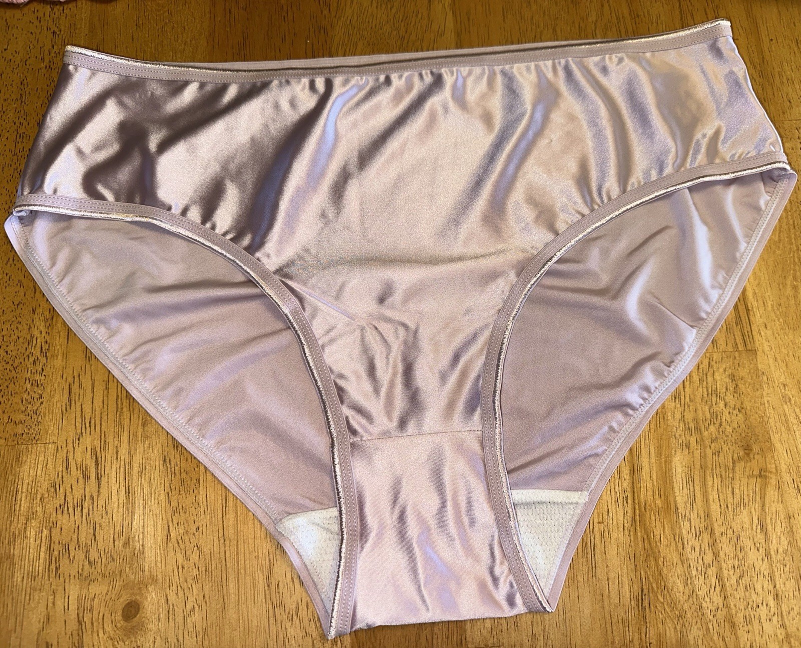Vtg 80s Styl Glossy Slippery Lilac 2nd Skin Butter Satin Brief Pantie 2X 2XL NEW