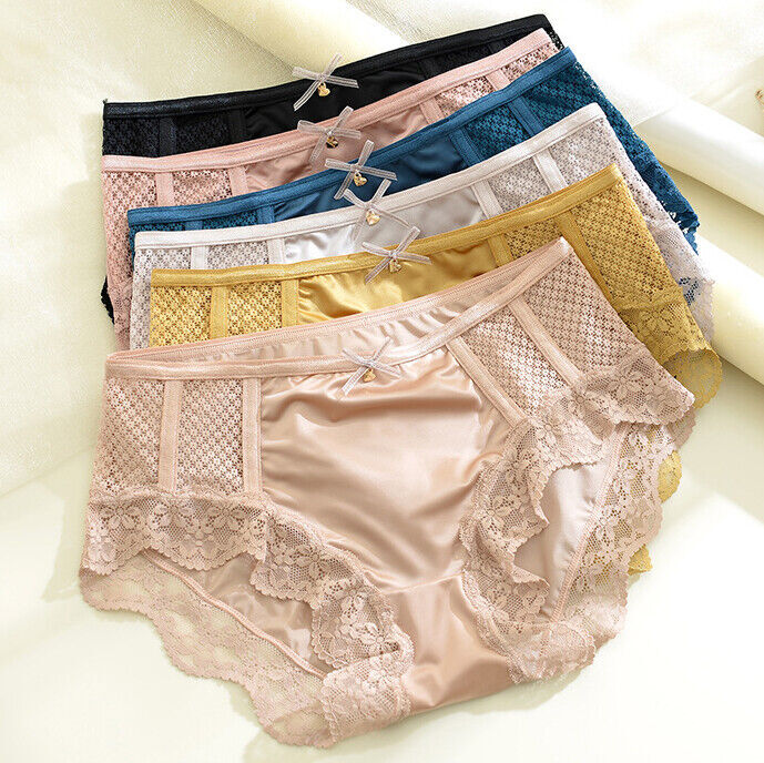 1/6Pack Lot Womens Seamless Silky Satin Panties Briefs Underwear Lady Lingeries*