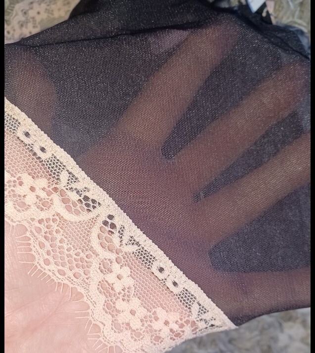 Adore Me/VS Floral Lace/mesh Hipster Panty NEW medium Black