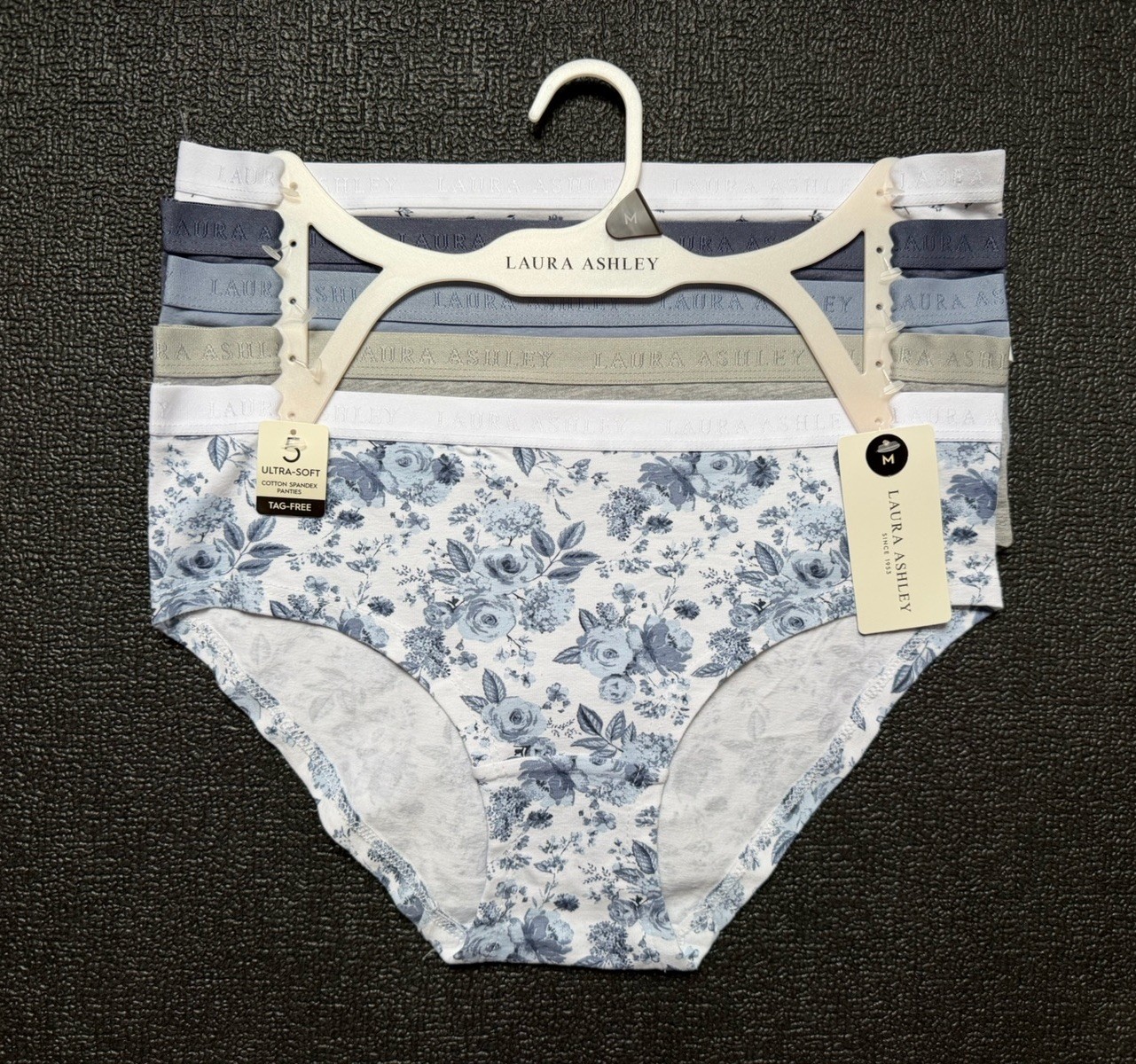 5-Pack LAURA ASHLEY Cotton Soft Hipster Panty sz M Set Bundle Lot Tag Free