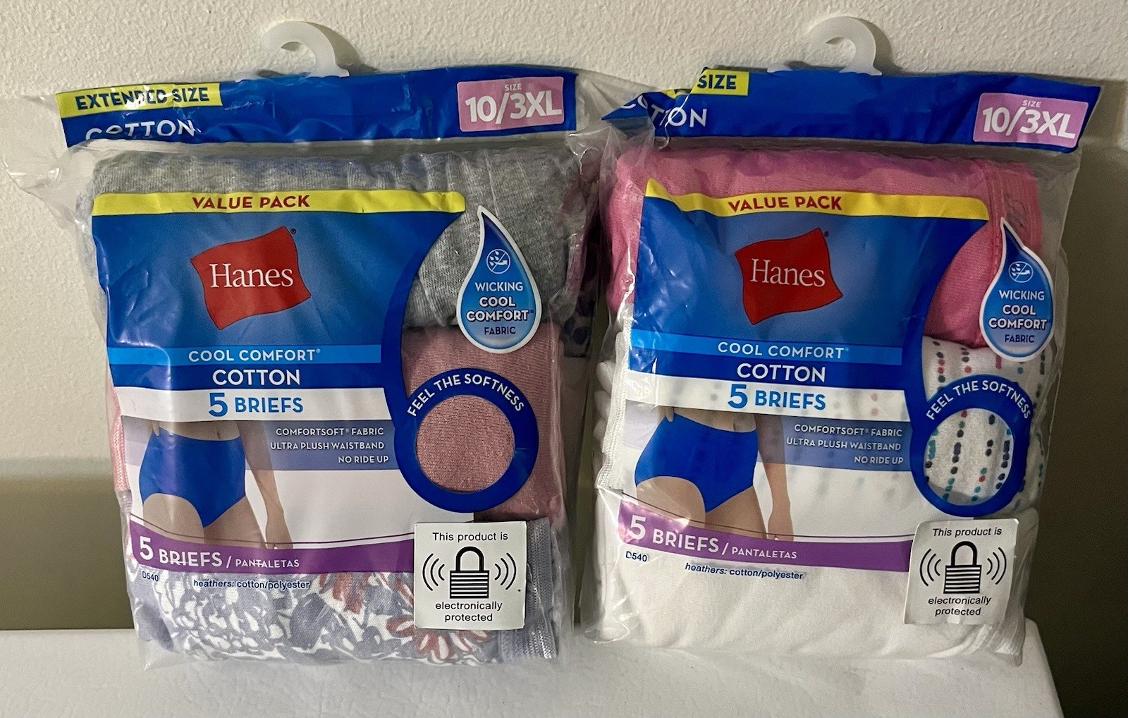 2 Packs / 10 Pair Hanes Cool Comfort Womens Briefs Size 10 / 3XL