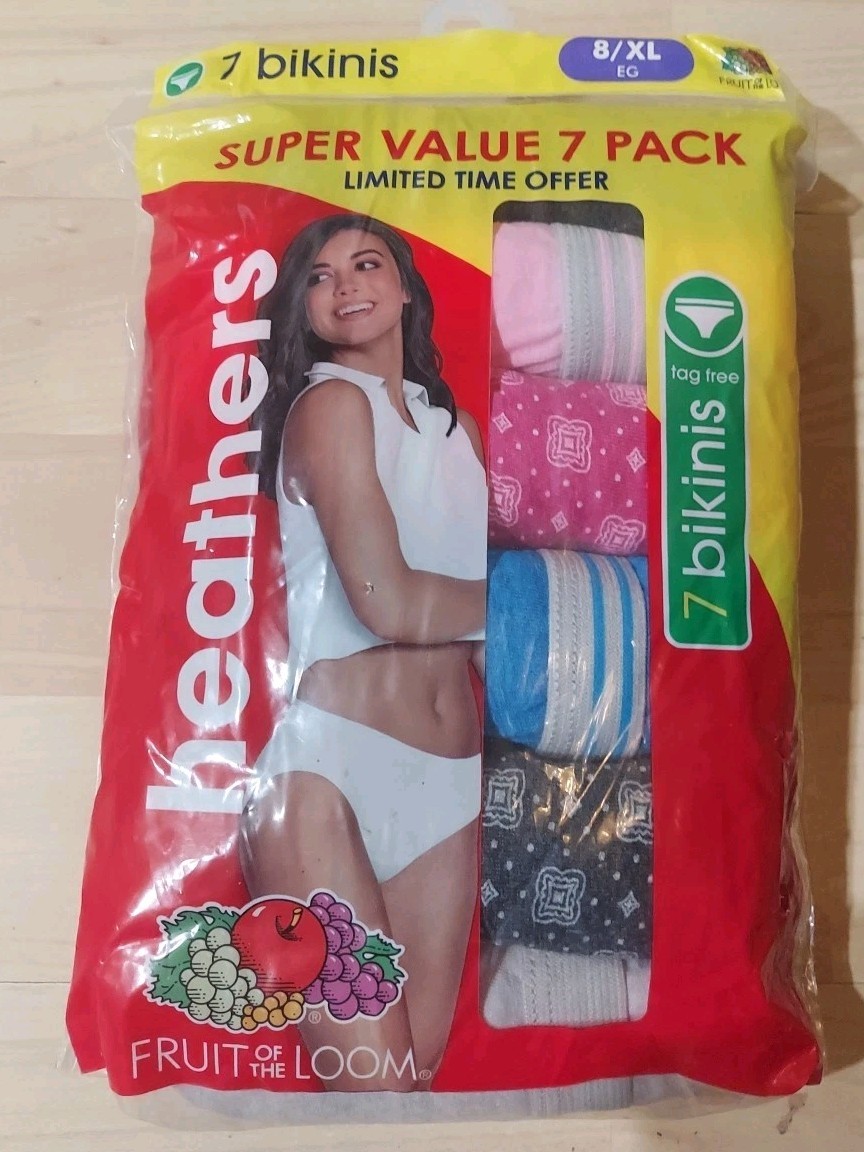 Women’s underwear: Fruit of the Loom Heathers bikinis 7 pk Size 8 XL