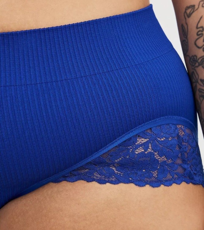 NWT – Torrid Royal Blue Ribbed Lace Sides Brief Panties Sz 5 (28) – $16.90