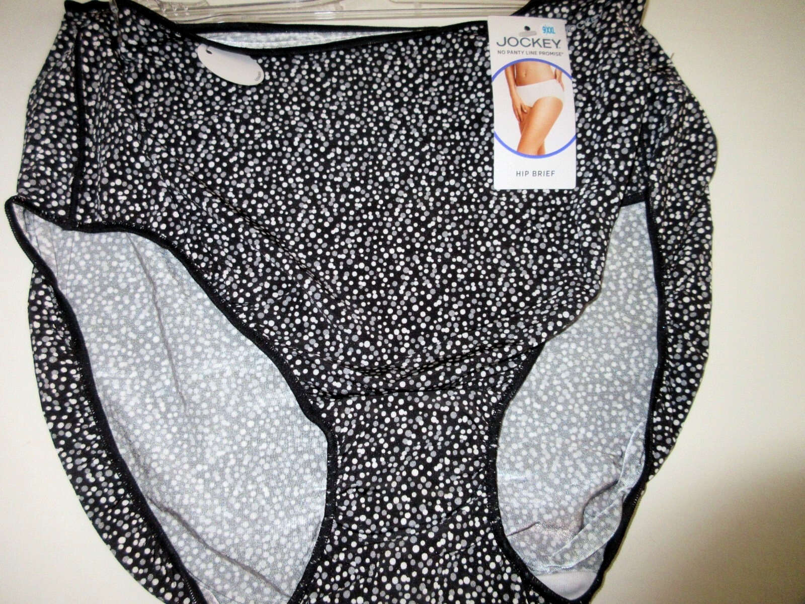 Jockey No panty lines hip BRIEF Tactel Spandex 1372 black dot women 9/XXL $13.5