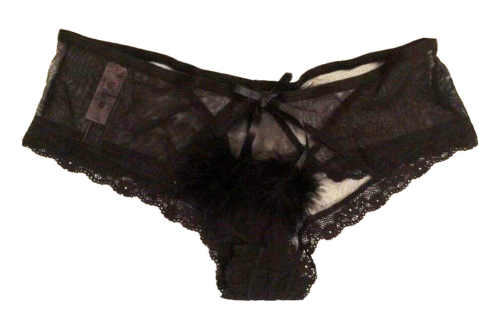 Victorias Secret Black Pom Pom Cheeky Panty Size L Very Sexy Bombshell Angel NWT