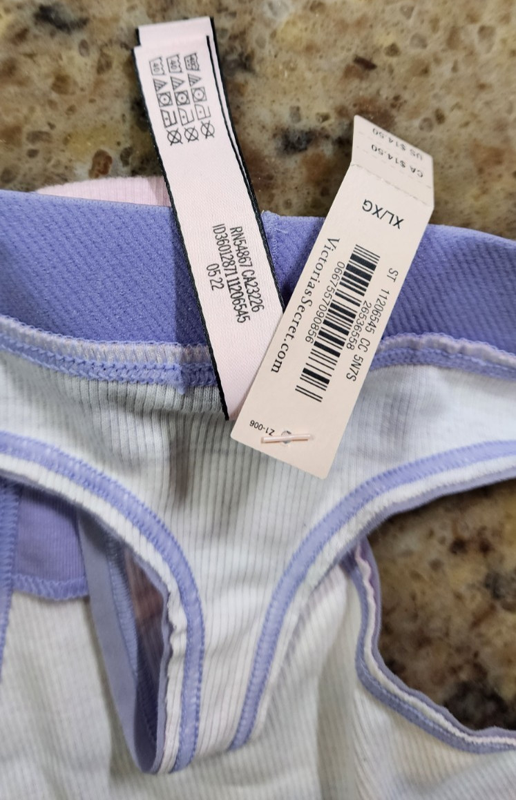 Victoria’s Secret Thong Panties Ombre Stripe Thick Waistband Ribbed Cotton XL