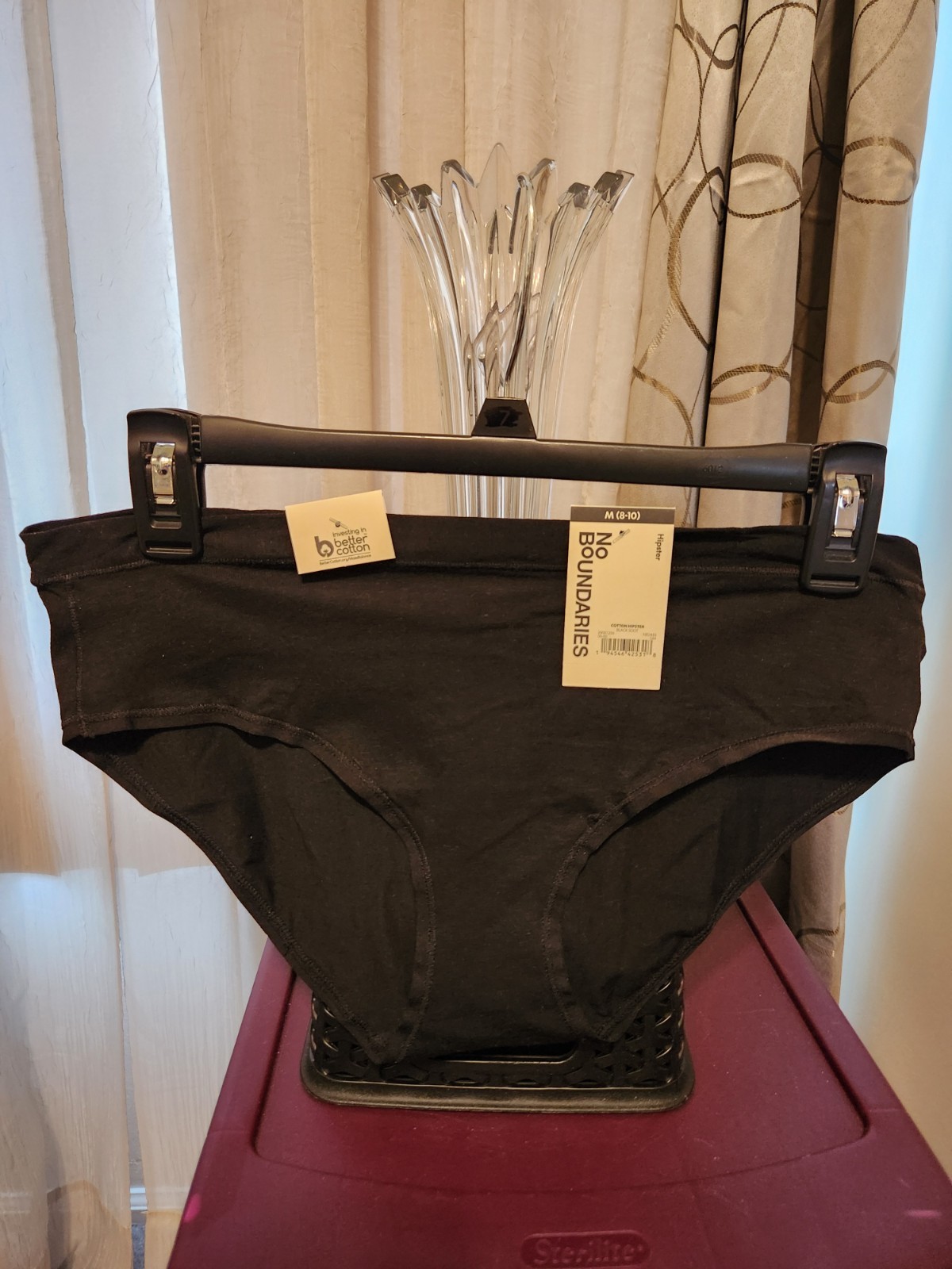 No Boundaries Womens Cotton Hipster Panty 1 Pair Sz M 8-10 Black Brand New