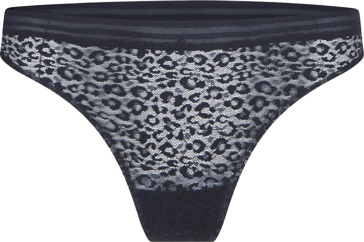 Lingadore 6623T Leopard Print Sheer Thong Black Medium RRP £30