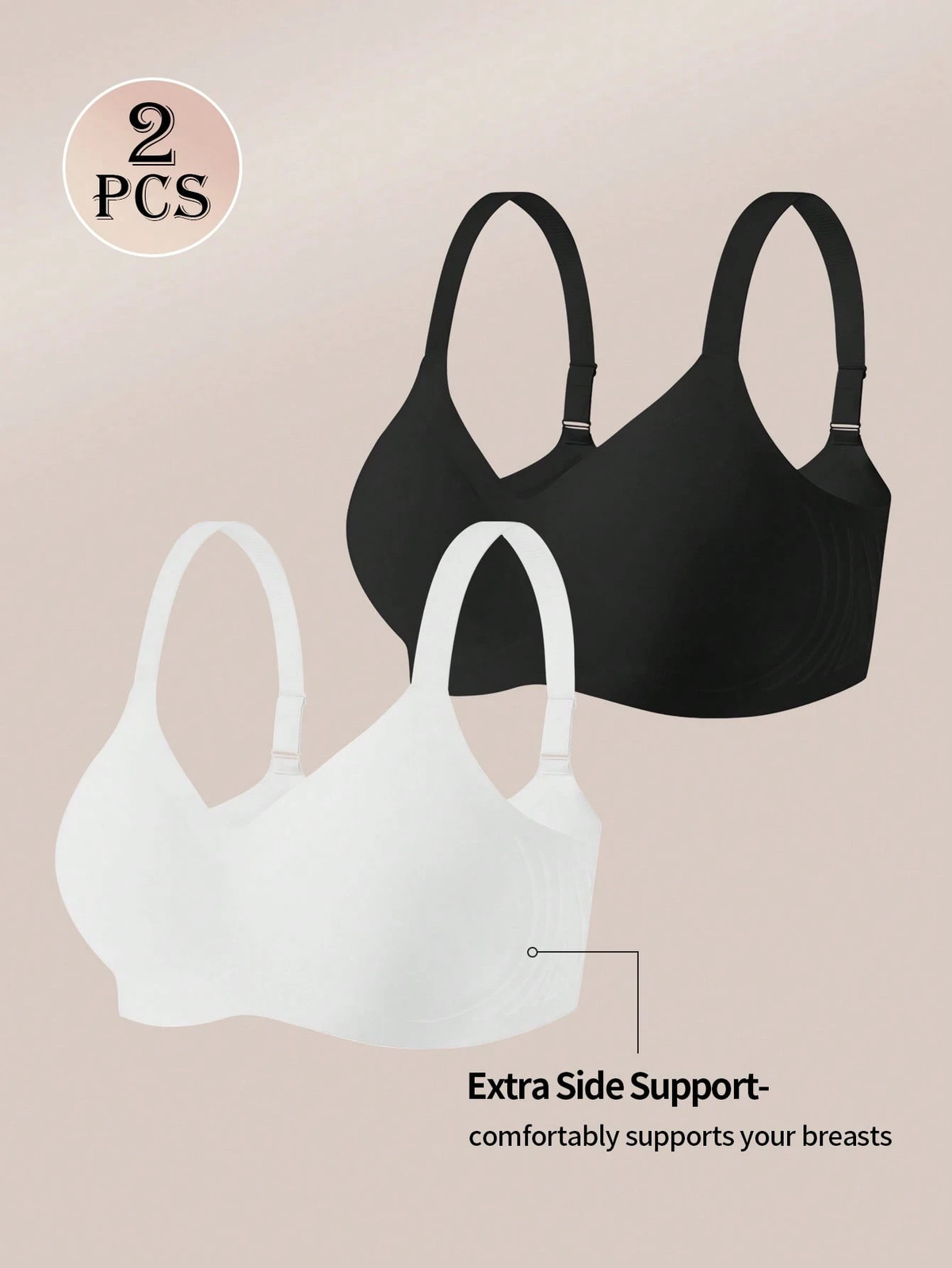 2 Pack Seamless Plus Size Women Jelly Stripe Soft Support Cheap24