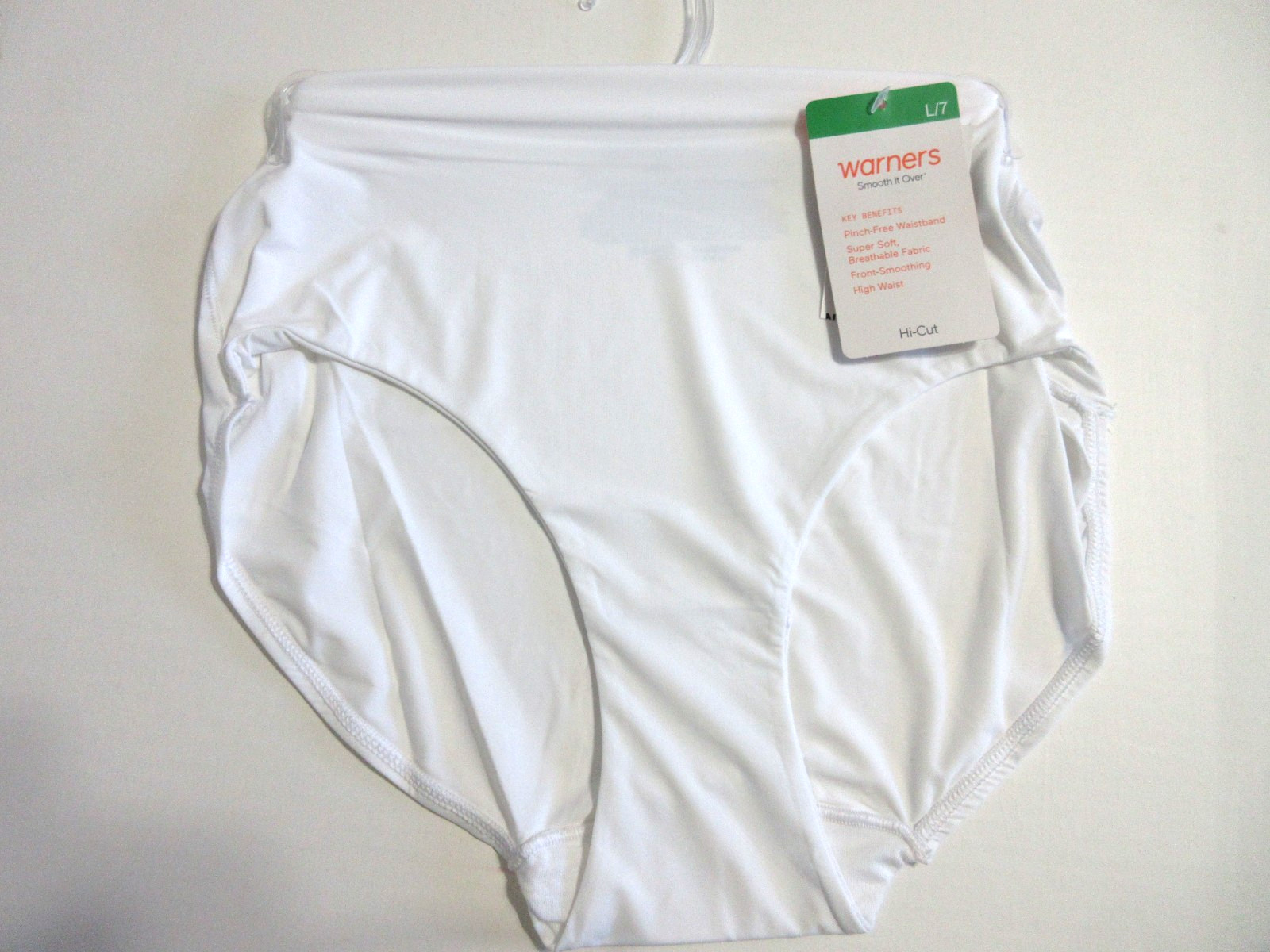 Warners HI CUT panties Smooth it over Front High waist RT9021 White nylon L/7