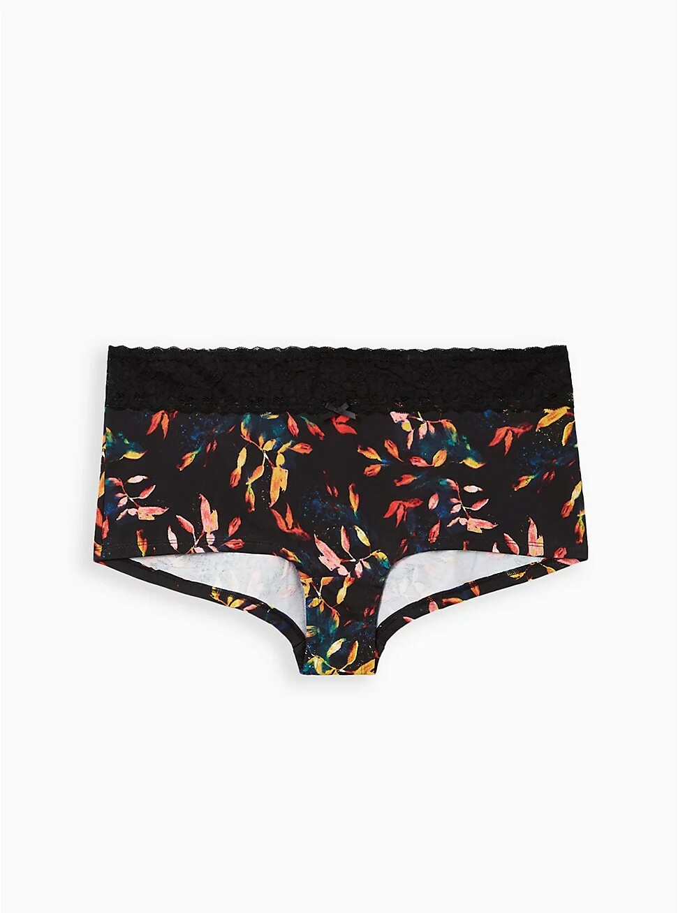 3x Women Cotton Panty Torrid 3 22-24 Wide Lace Boyshort Leaves Black Nwt