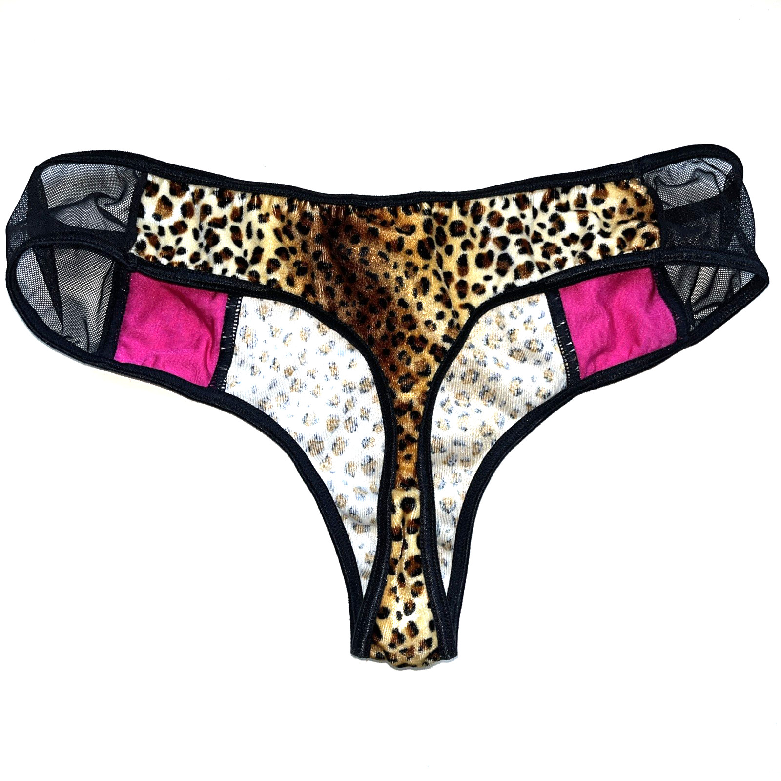 Baby Phat Leopard Print and Mesh Thong Size Medium Vintage Y2K