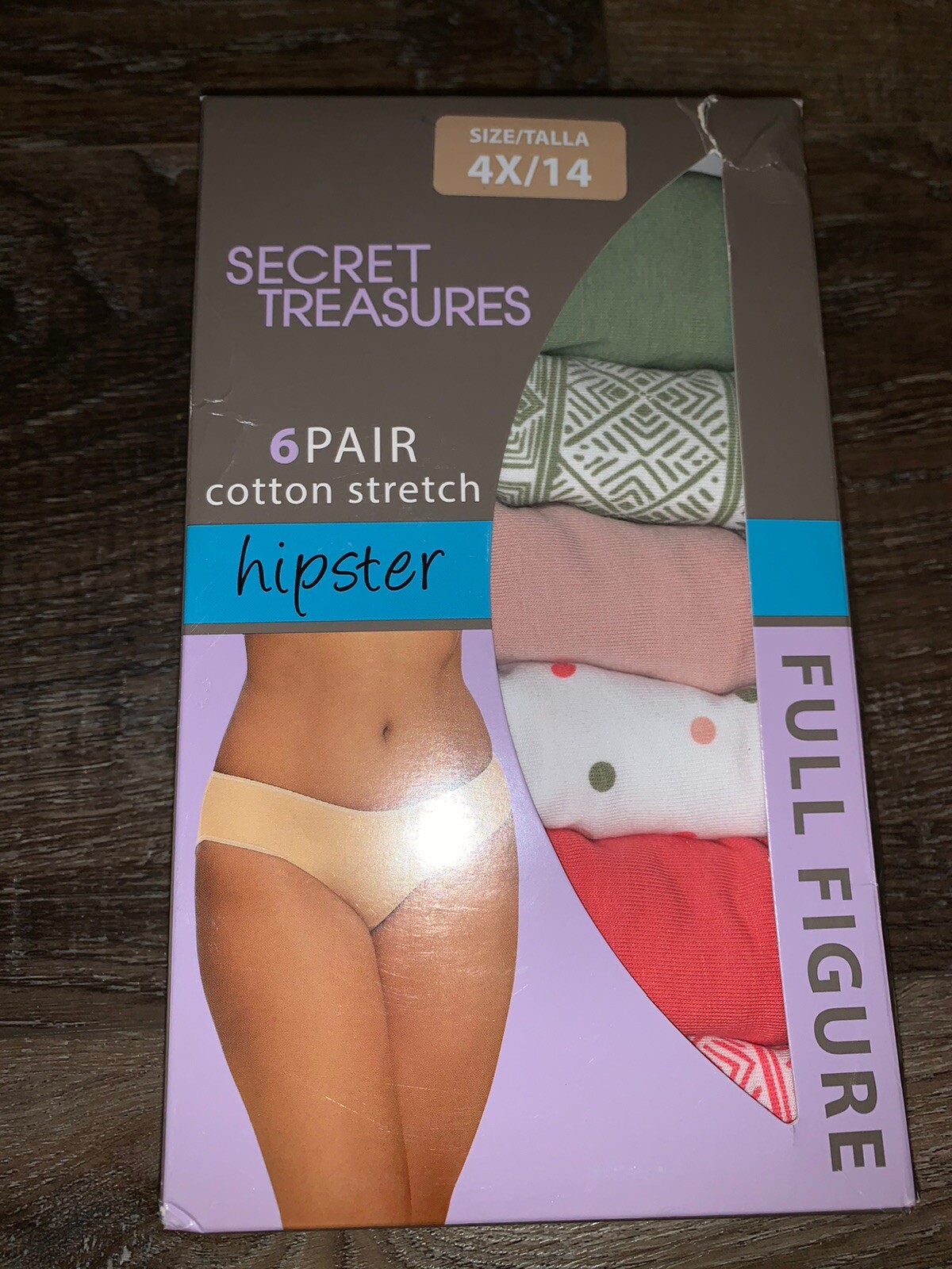 Secret Treasures ~ 6-Pair Women’s Hipster Underwear Panties Cotton (A) ~ 4X/14