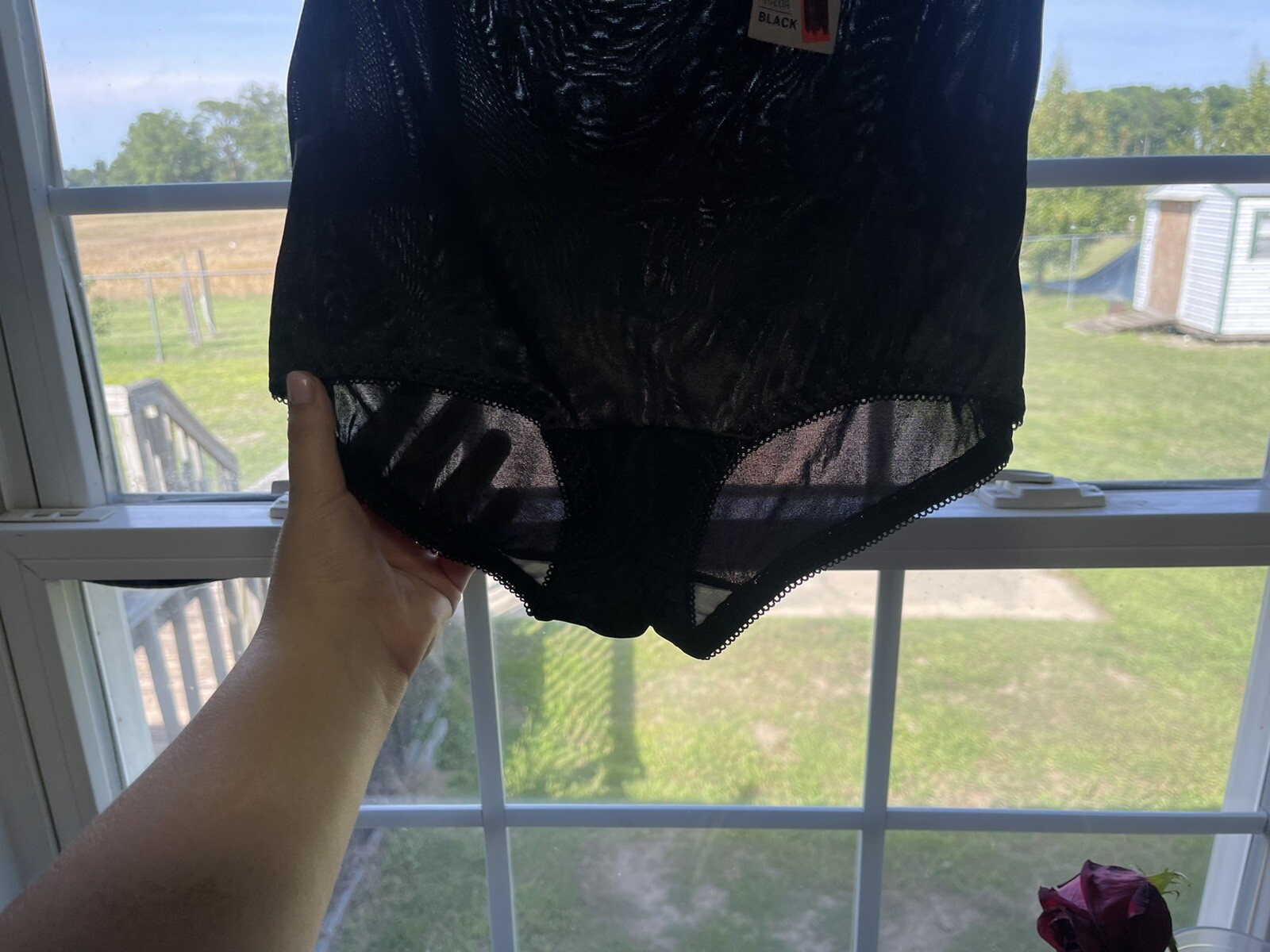 ✅Vtg ✅Nylon Panties ✅Granny High Waisted ✅Cotton Crotch ✅Black ✅Sz 1X ✅Silky