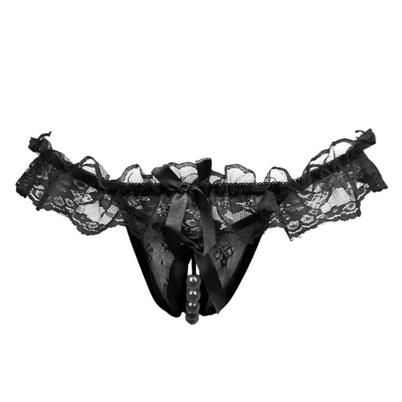 Women’s Lingerie Underwear Bowknot Beads Lace Panties Thong A12