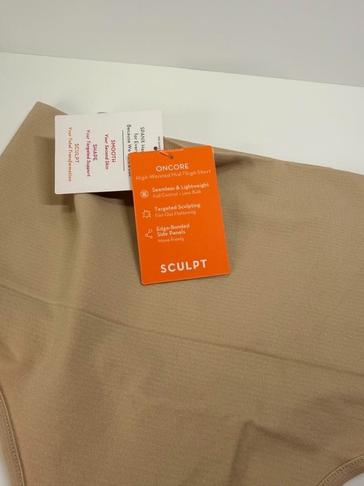 Spanx Sculpt High‑Waisted Thong Soft Nude Size M NWT