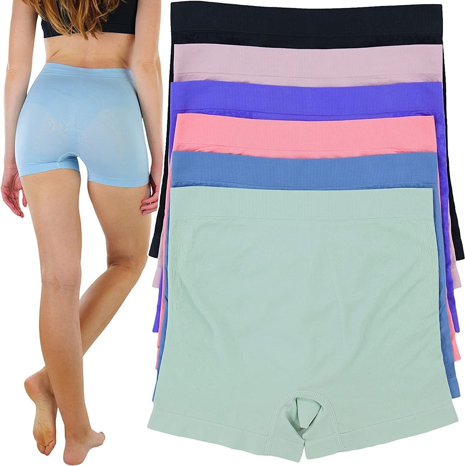 ToBeInStyle Women’s Pack of 6 Control Shaping Cheeky Seamless Boyshort Underwear