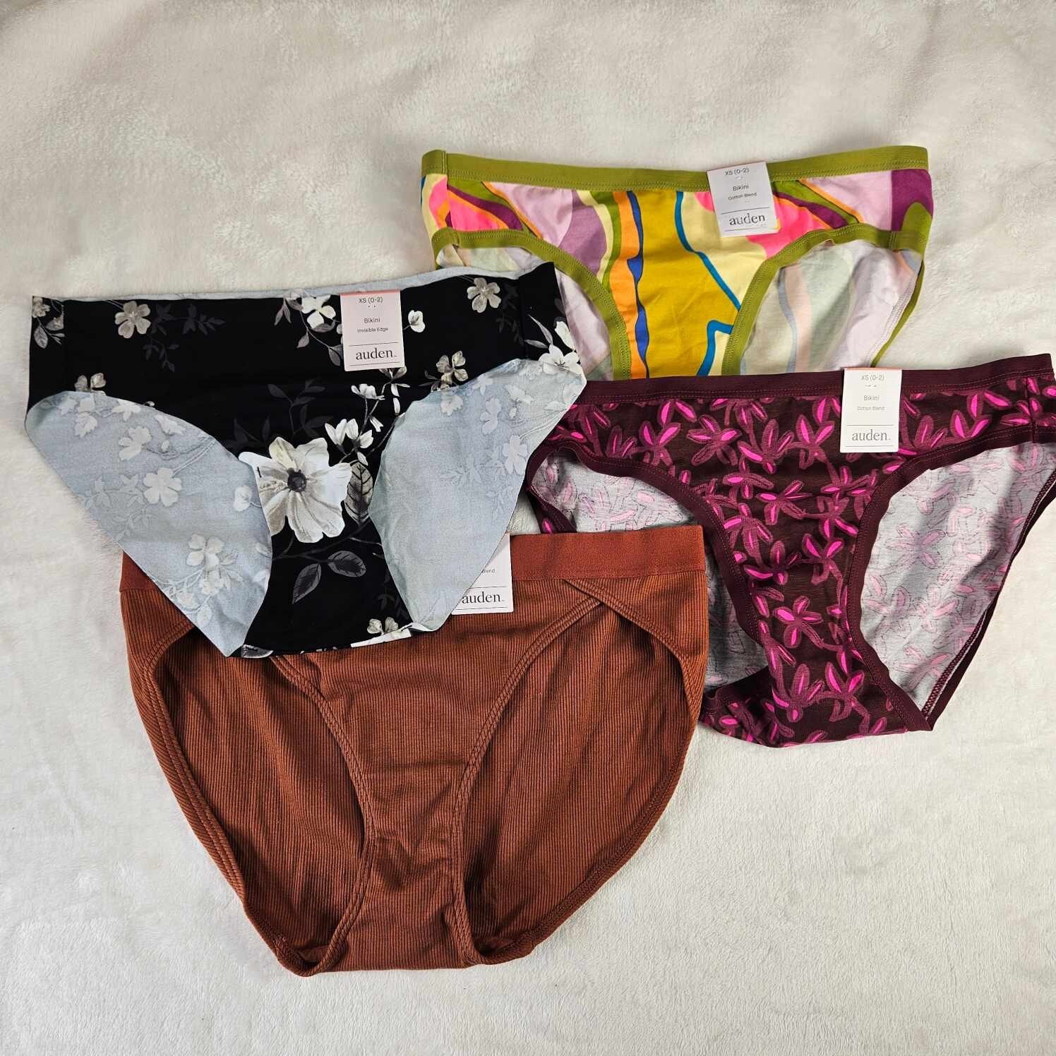 Auden 4pk Assorted Bikini Underwear Womens X-Small Stretch