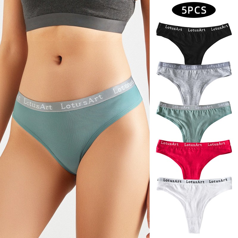 5 Pack Lot Ladies Womens Sexy Panties Thongs Cotton Underwear Bikinis Lingeries