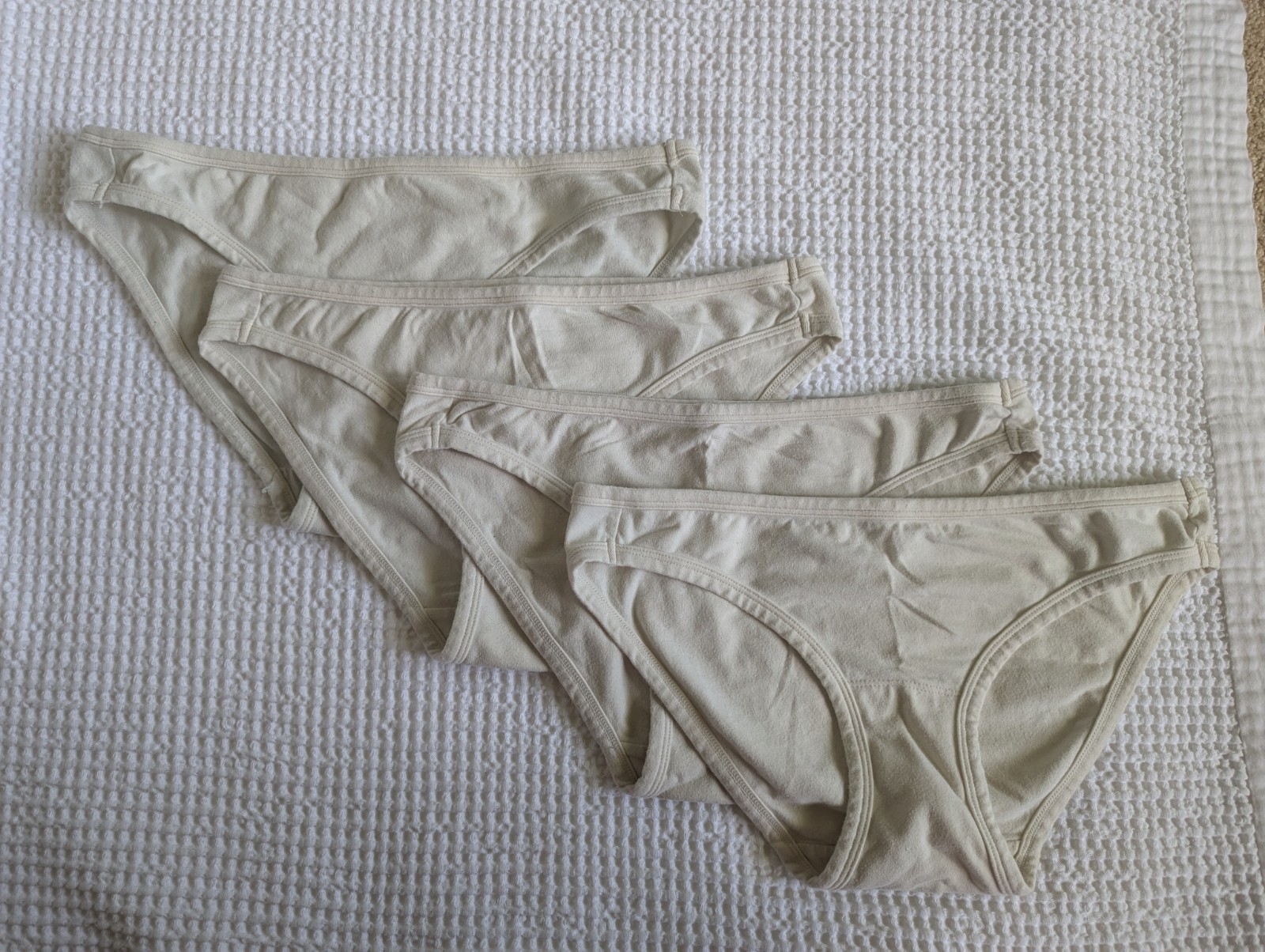 ARQ Organic Cotton Women’s Bikini Panties L 4Pack Solid White Underwear Lou