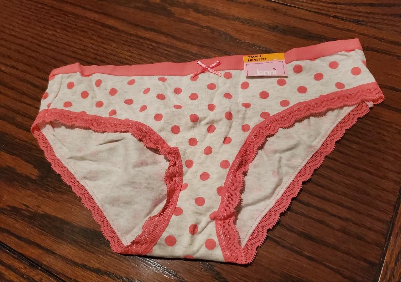 NWT JENNI COTTON SPANDEX HIPSTER PANTIES W LACE CORAL DOT 917203 S