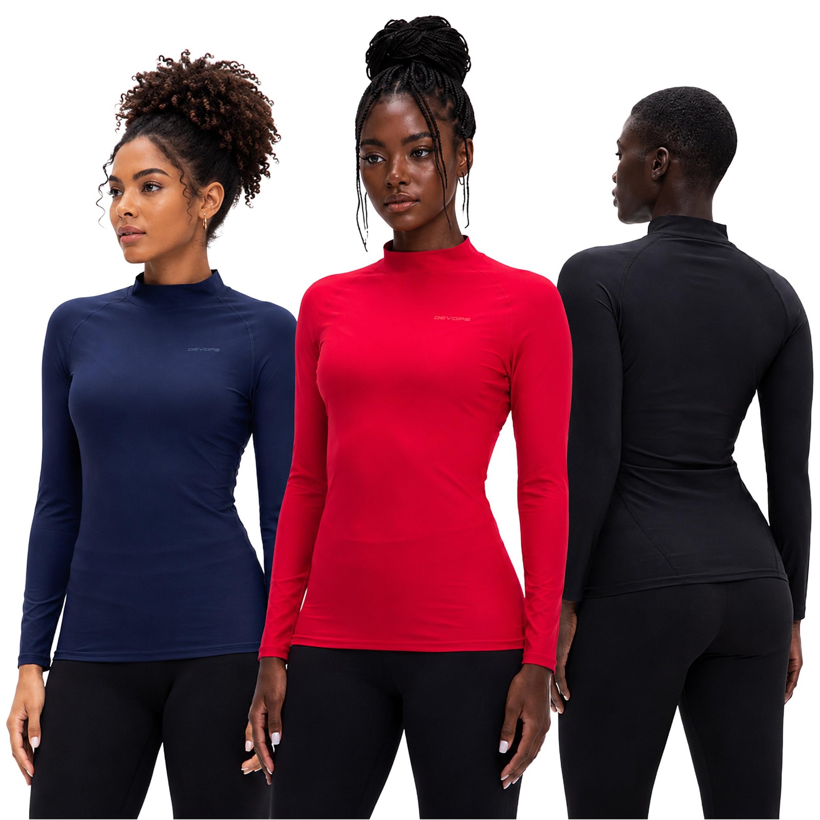 DEVOPS Women’s Compression Baselayer Turtle Neck Long Sleeve Athletic Shirts …