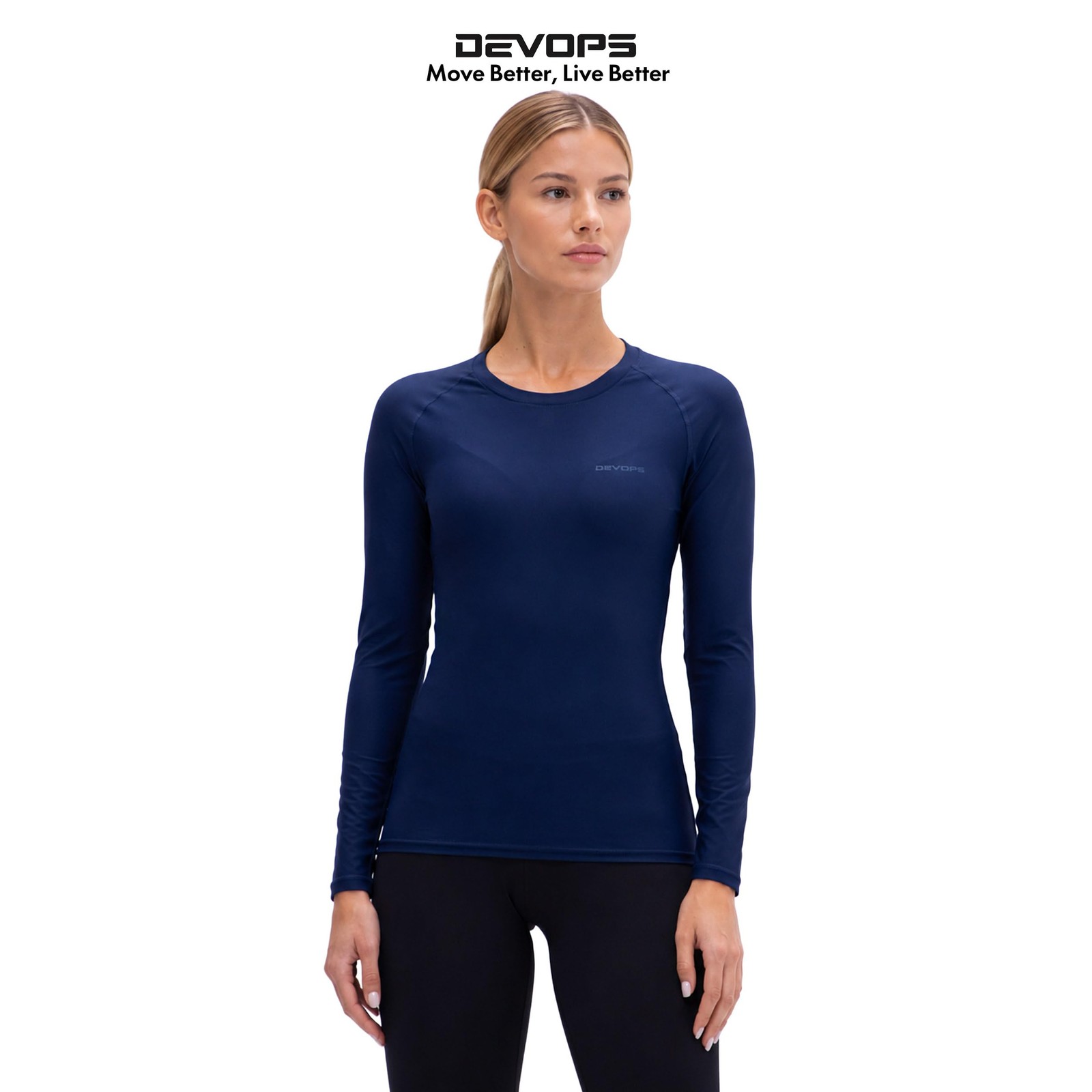 DEVOPS 3 Pack Women’s Compression Baselayer Shirt Long Sleeve Running Athleti…
