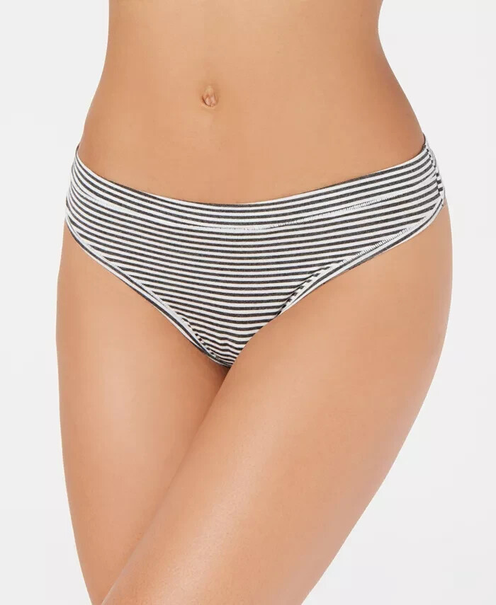 ALFANI Ultra Soft Mix-and-Match Thong Underwear Gray Stripe Size Large