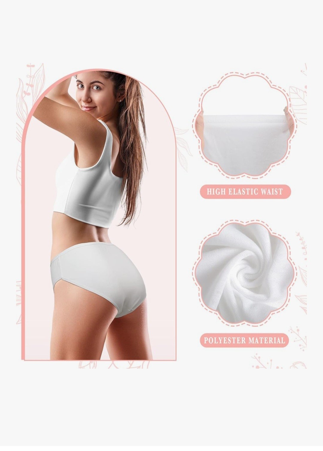 Vabean 40 PC Ropa interior desechable para mujer de poliéster y algodón