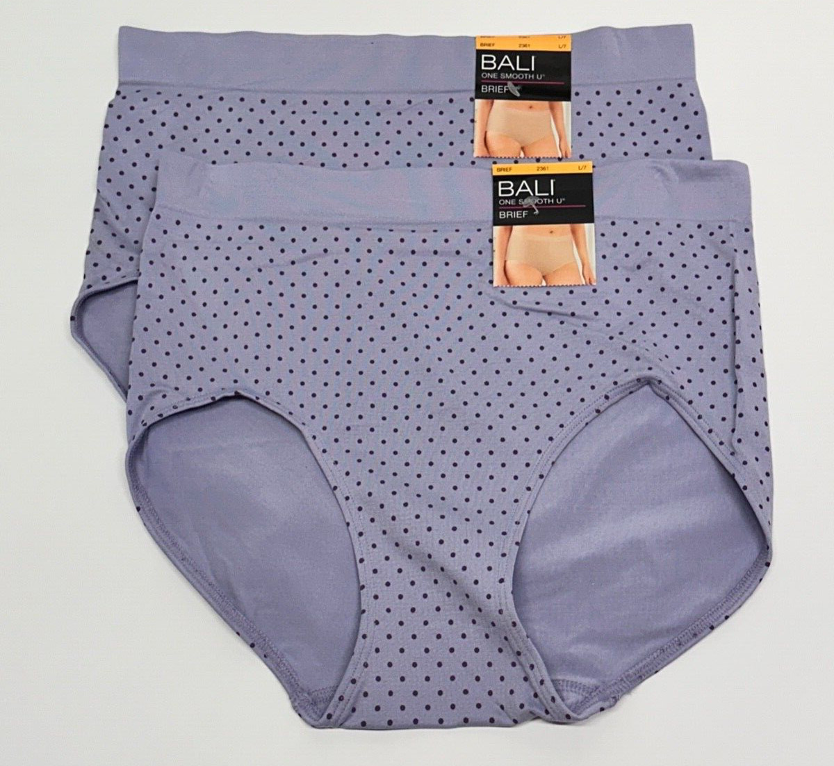 Bali One Smooth U Brief Panty L 7 NWT 2361 – 2 PACK PURPLE