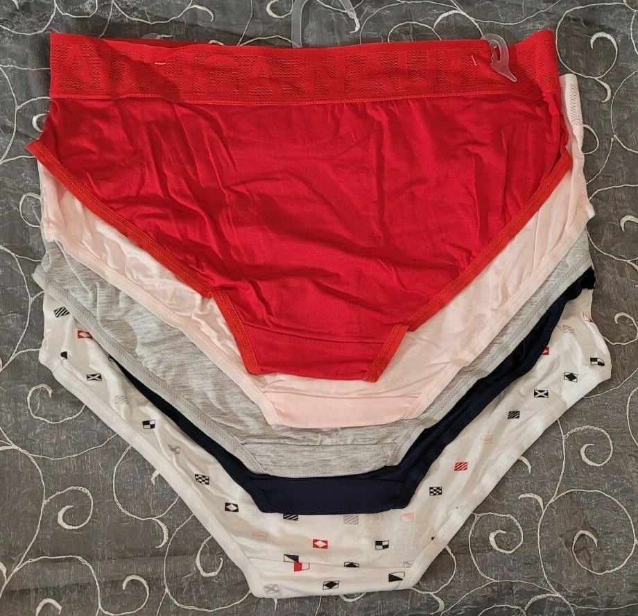 Nautica 5 Super Soft Hipster XL White w/Flag Print Navy Gray Pink Red SHIPS FREE