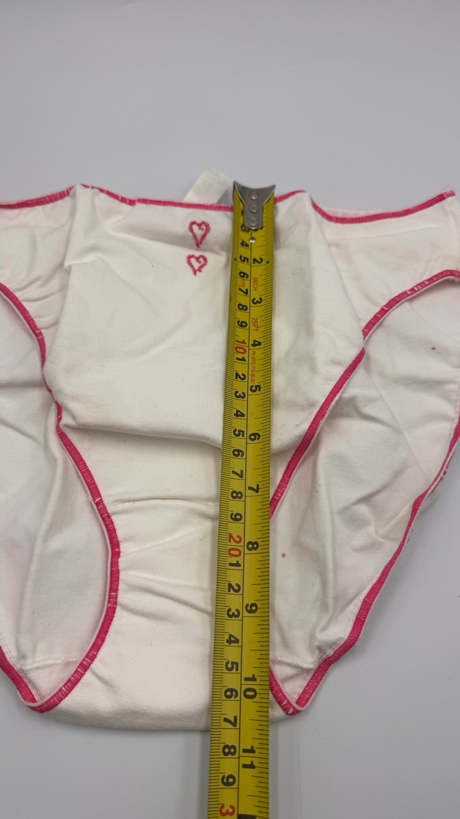 Victorias Secret 1999 White Hi Cut Brief Pink Hearts Trim VS Catalog Package XL