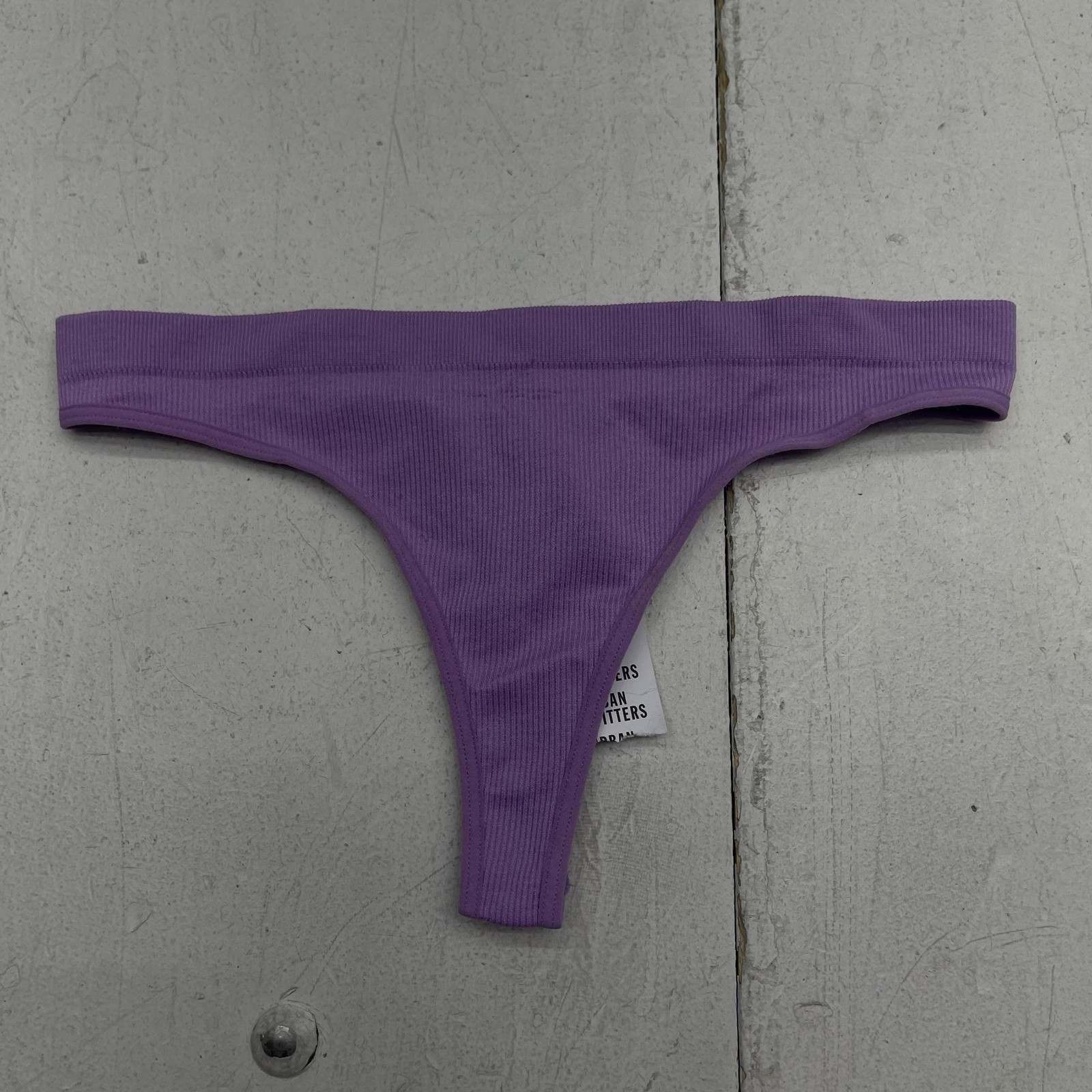 Out From Under Thong Panties Womens Medium Purple Rib Knit Seamless Stretch