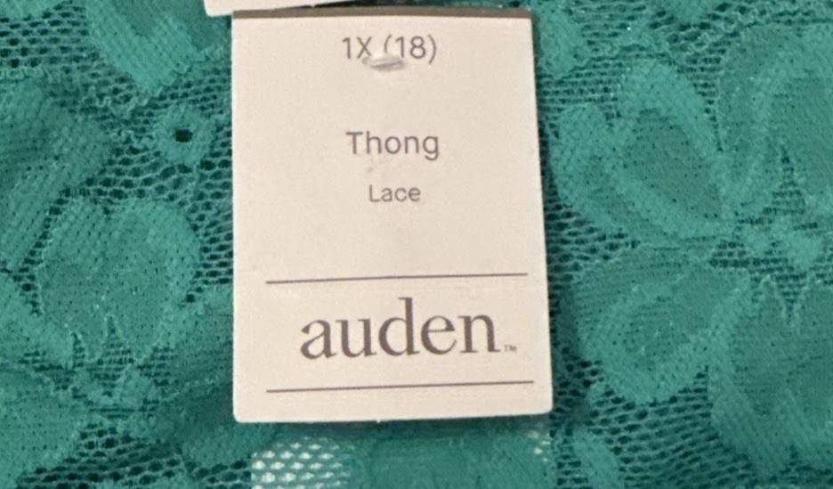 NWT 5 Pack Auden Lacy Stretchy Thong Style Panties Green Size 1X (18)
