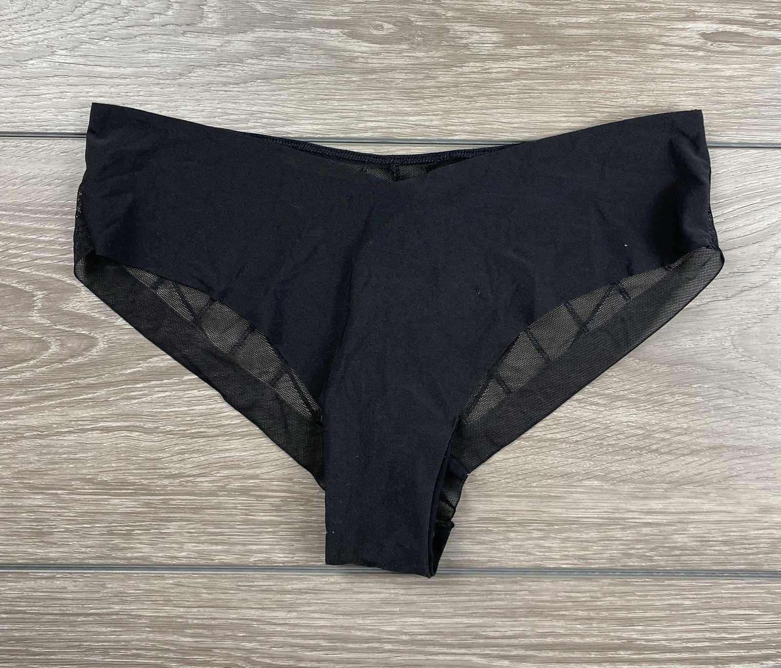 Victorias Secret Cheeky Hip Hugger Sheer Back Panties Black Size Large New
