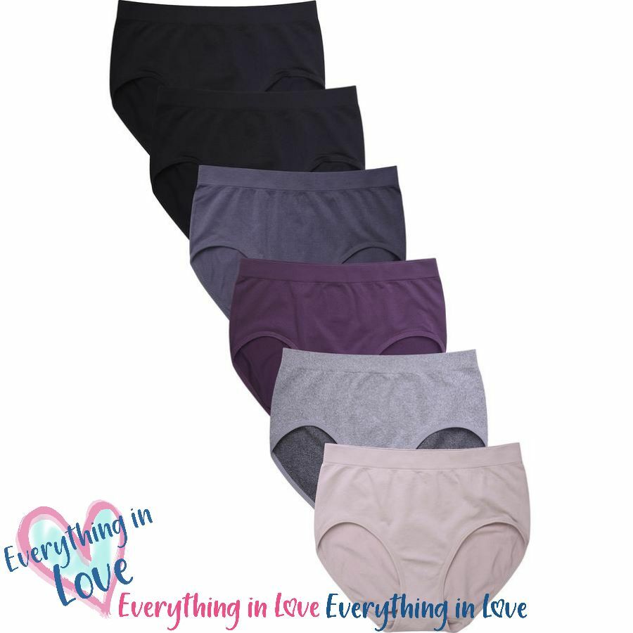 6 12 Pack Women Seamless High Rise Full Coverage Nylon Panty Underwear One Size