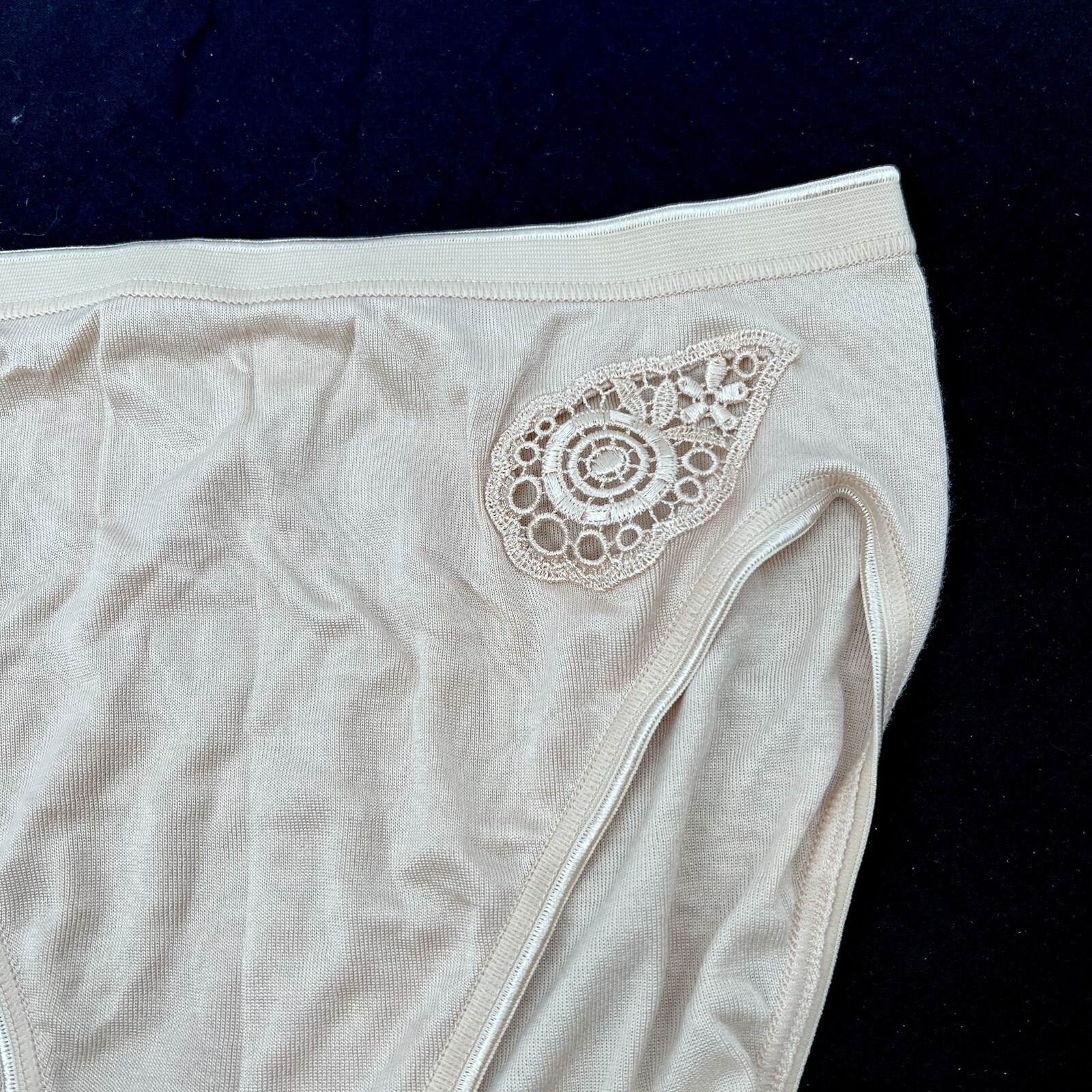 Vintage Schöller Beige Cotton High Cut Leg Panty Underwear Germany 40 US Small